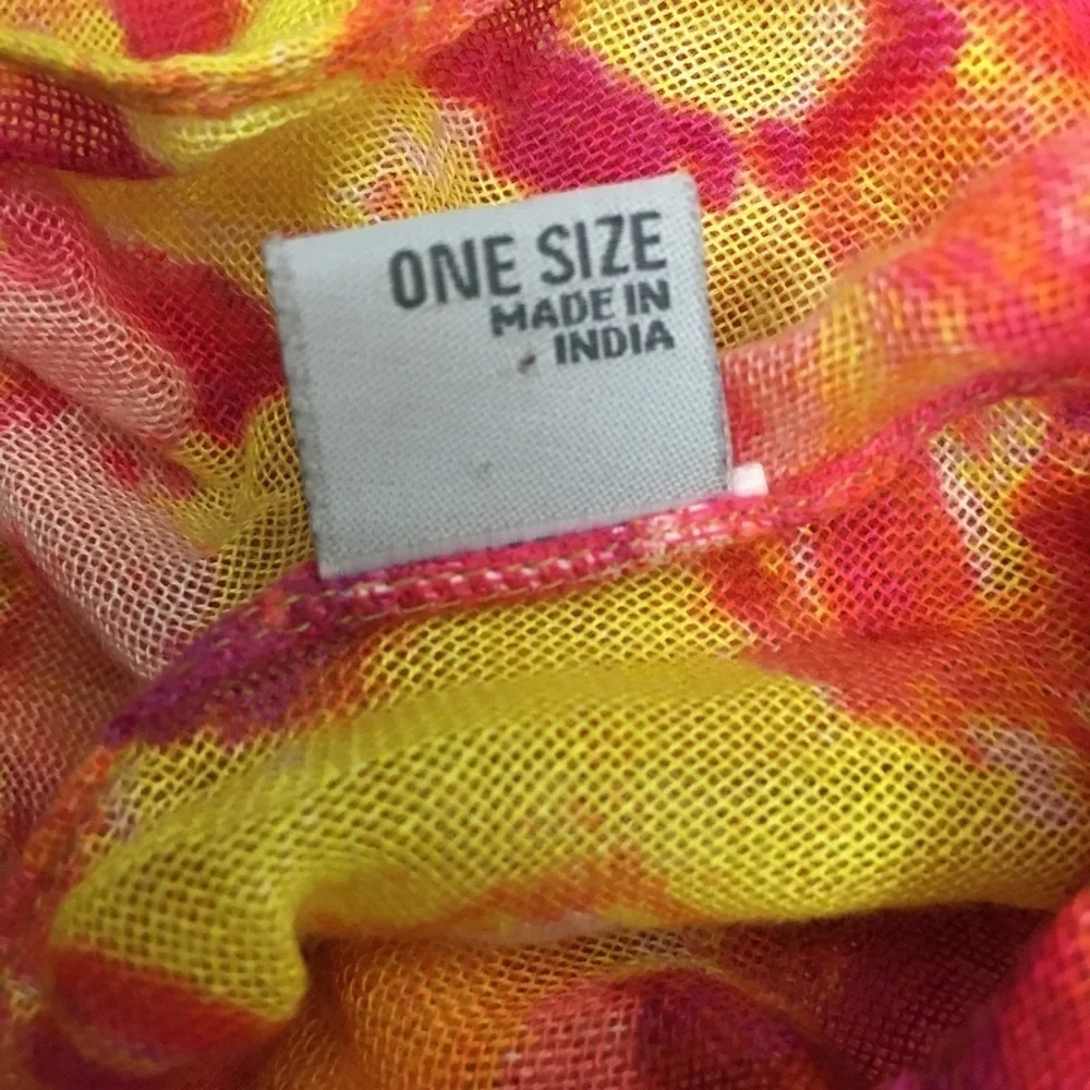 OLD NAVY Scarf Tie Dye Floral Fringe Lightweight Sheer Bright Colors Watercolor